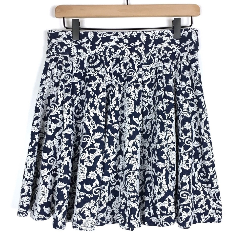 ANGIE Skirt Mini Skater Circle Jacquard Brocade Floral Stretchy Soft Size Large